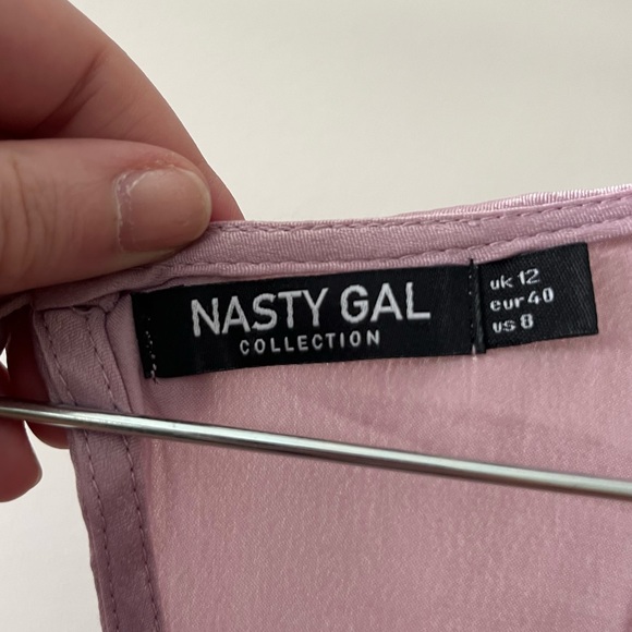 Nasty Gal Shiny Pink Wrap Gown Sz 8 - Picture 7 of 7